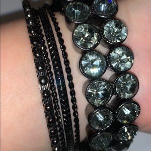 5 pieces black statement bracelets costume jewelry